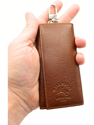 Willpolo Hakiki Dana Derisi Taba Uzun Boylu  Köprü Askılı Kancalı Anahtarlık ( Uzun Kasa Anahtarlığı )