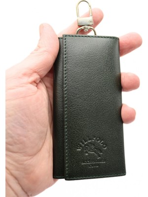 Willpolo Hakiki Dana Derisi Yeşil Uzun Boylu  Köprü Askılı Kancalı Anahtarlık ( Uzun Kasa Anahtarlığı )