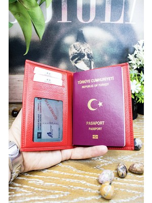 Willpolo Kırmızı Hakiki Deri Pasaport Kılıfı Pasaportluk