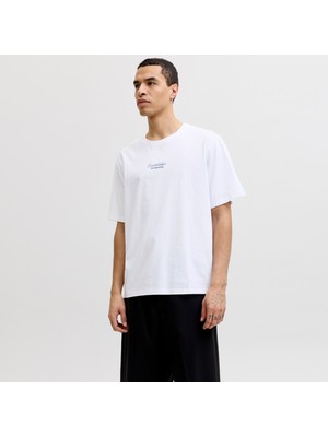 Jack & Jones Erkek Sirt Baskili Bisiklet Yaka Tisört - Art