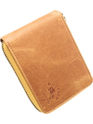 Willpolo Hakiki Deri Fermuarlı Cüzdan Fermuar Kapamalı Unisex Deri Cüzdan