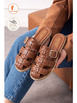 Albishoes Kadın Önü Kapalı Tokalı Şık Günlük Model Kadın Terlik Rahat Taban Yazlık Kadın Terlik