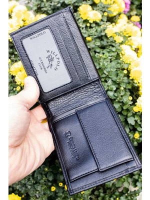 Willpolo Hakiki Deri Bozuk Para Bölmeli Büyük Boy Siyah Erkek Cüzdan (12X9 Cm)