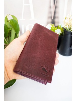 Willpolo Mıknatıs Kapaklı Hakiki Deri Bordo Telefon Bölmeli Cüzdan