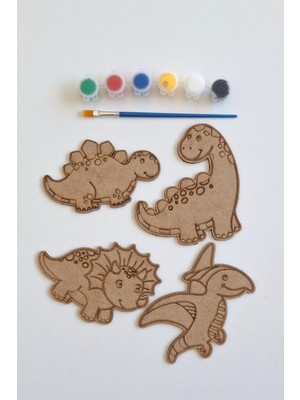 Özgürce Renkli Dinozorlar Ahşap Boyama Seti, Çocuklar Için Eğlenceli ve Eğitici