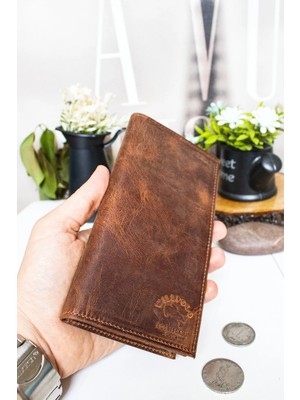 Willpolo Mıknatıs Kapaklı Hakiki Deri Açık Kahve Telefon Bölmeli Cüzdan