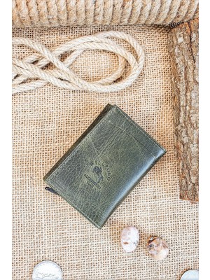 Willpolo Hakiki Deri Crazy Deri Mekanizmalı Yeşil Kartlık Cüzdan