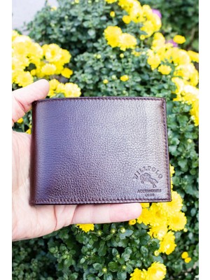 Willpolo Hakikiki Deri Bozuk Para Bölmeli Büyük Boy Kahverengi Erkek Cüzdan (12X9 Cm)