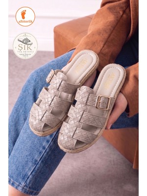 Albishoes Kadın Önü Kapalı Tokalı Şık Günlük Model Kadın Terlik Rahat Taban Yazlık Kadın Terlik