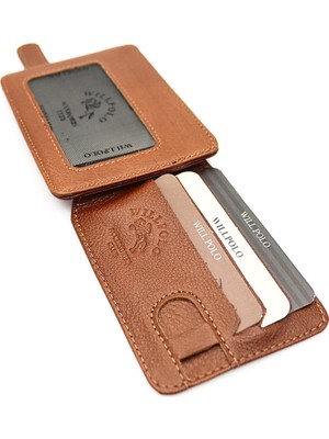 Willpolo Hakiki Deri Büyük Boy Kartlık Para Bölmeli Şeffaf Kimlik Bölmeli Taba Rengi Deri Kartlık Cüzdan 53