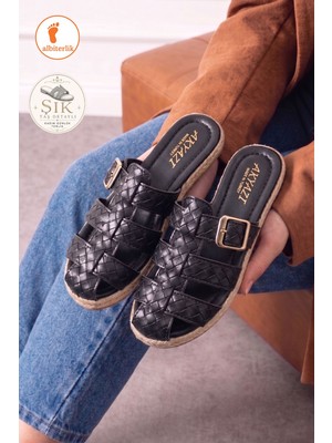 Albishoes Kadın Önü Kapalı Tokalı Şık Günlük Model Kadın Terlik Rahat Taban Yazlık Kadın Terlik