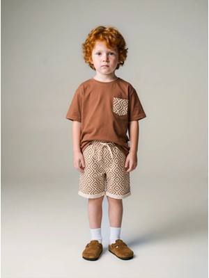  Premium Erkek Çocuk %100 Pamuk Metrajlı Takım - Kahve (3-4 Yaş 8-9 Yaş)