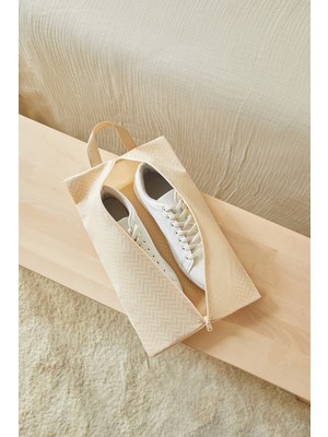 Ocean Home Textile Bej Balıksırtı Ayakkabı Düzenleyici Taşıma Çantası 22 x 40 x 9 cm