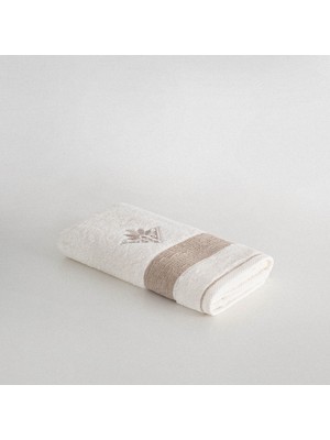 Ecocotton Mihra El Yüz Havlusu %100 Organik Pamuk Nakışlı Krem 50X90 cm