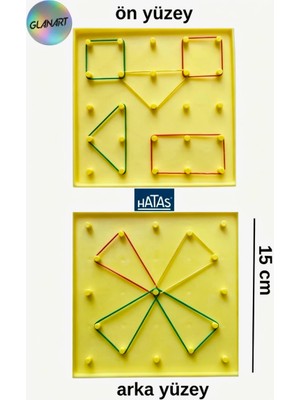 Glanart Matematik Dersi Için Geometri Tahtası  Çift Yüzey Hatas 15X15 cm  1 Adet