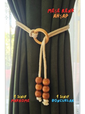 Özgürce Doğal Ahşap Makrome Perde Bağlama Boncuklu Şık Tasarım