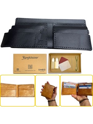 Özgürce Kendi Tasarımınızla Hakiki Deri Erkek Cüzdan Seti, Kendin Yap Hobi Seti