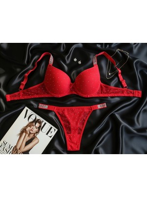 Women's World Push Up Taslı Tanga Külot Sütyen Takım