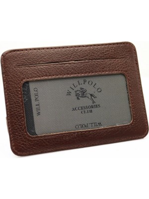 Willpolo Hakiki Deri Büyük Boy Kartlık Para Bölmeli Şeffaf Kimlik Bölmeli Kahverengi Deri Kartlık Cüzdan 53