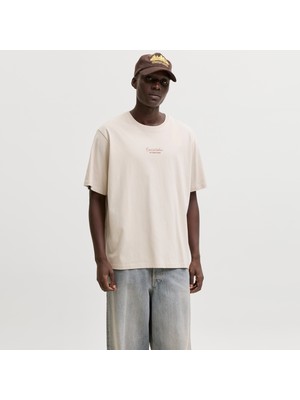 Jack & Jones Erkek Sirt Baskili Bisiklet Yaka Tisört - Art