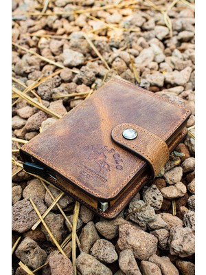 Willpolo Açık Kahve Hakiki Deri Crazy Deri Mekanizmalı Cüzdan Kartlık Çıtçıtlı