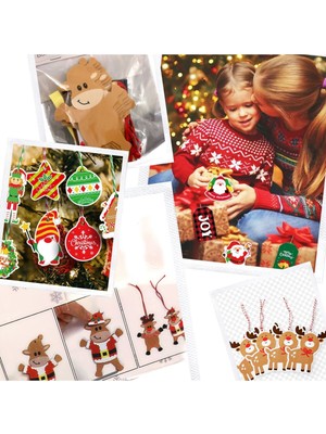 Özgürce El Işi Geyik Askılı Hediye Paketi Süs Seti, Yılbaşı ve Noel Temalı