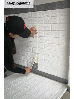 Özgürce 70X50 cm Beyaz 3D Kendinden Yapışkanlı Duvar Paneli