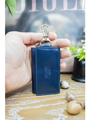 Willpolo Lacivert Hakiki Deri Kemer Köprü Askılı Anahtarlık