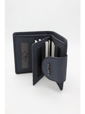 Willpolo Hakiki Deri Bozuk Para Bölmeli Lacivert Kadın Cüzdan Kartlık