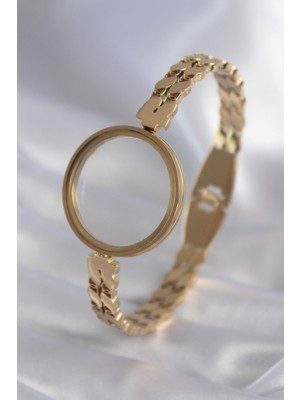 Norino 316L Çelik Gold Renk Arpa Işleme Açılabilir Fanus Model Kadın Kelepçe