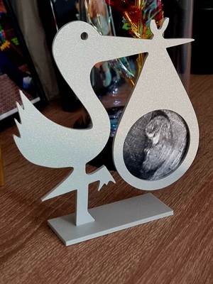 Kanem3D Kişiye Özel Bebeğinizin Ultrason Resminin Basıldığı Sert Plastik Fotoğraf Çerçevesi - Beyaz Lazer Kazıma