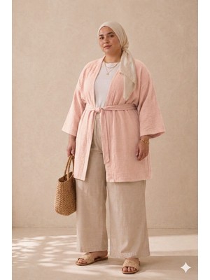 Cng Moda Büyük Beden Müslin Kimono