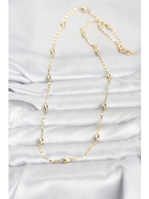 Norino cm 14K Gold Renk Damla Topçuklu Zincir Model 60 cm Kadın Kolye