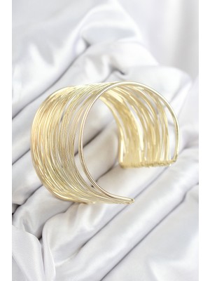 Norino Pirinç Tel Sarma Model Gold Renk Kadın Bileklilk