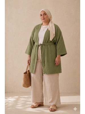 Cng Moda Büyük Beden Müslin Kimono