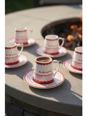 Acar Franny 6 Kişilik Porselen Kahve Fincan Takımı - 90 ml