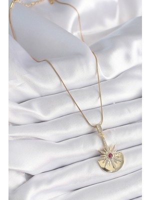 Norino 316L Çelik Gold Renk Zirkon Taşlı Yıldız Model Kadın Kolye