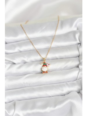 Norino 316L Çelik Zincir Gold Renk Yılbaşı Teması Kadın Kolye