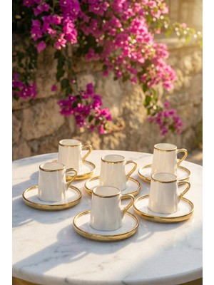 Acar Rome 6 Kişilik Porselen Kahve Fincanı Takımı - 90 ml