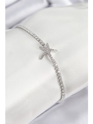 Norino Pirinç Zirkon Taşlı Deniz Yıldızı Model Gümüş Renk Kadın Bileklik