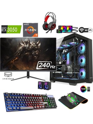 Apphirex TCX77 Ryzen 7 5700X 16GB Ram 512GB M2 SSD RTX3050 24'' Curved 240Hz Sıvı Soğutmalı Masaüstü Oyun Bilgisayarı