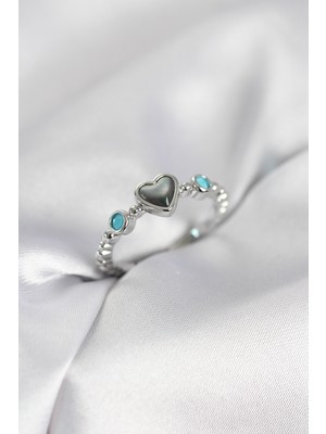 Norino Gümüş Renk Hematit Taşlı Kadın Yüzük