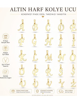 Ethem Gold 14 Ayar Harf Kolye Uçları (A-Z)