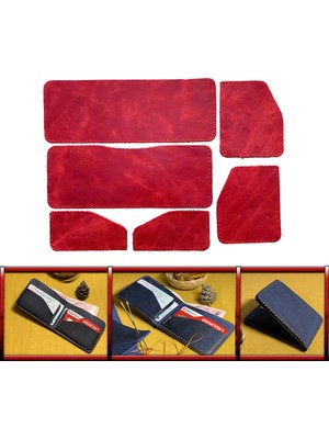 Özgürce Kendin Yap Çekim Parça Deri Erkek Bifold Yatay Cüzdan