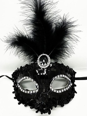 DS LLC Ieg™ Siyah Renk Payetli Pullu Tüylü Parti Maskesi DSLLCRS-ETIEG34