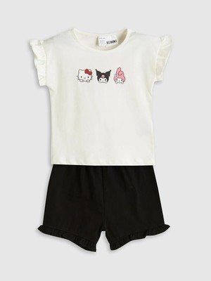 Lc Waikiki Yeni Sezon Hello Kıtty Baskılı Kız Bebek Tişört ve Şort 2'li