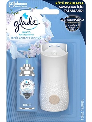 3 Adet Glade Banyo Çarşaf Ferahlığı 10 ml + Cihaz