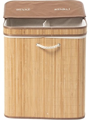 3 Adet  Hometime Bambu Sepet Çift Hazne 52X32X60 cm