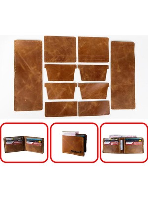 Özgürce Kendi Yapımınız Için 8 Kartlıklı Yatay Erkek Cüzdan Seti