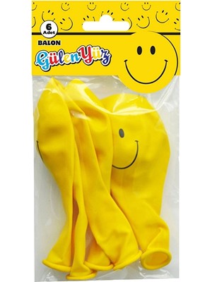 3 Adet Gülen Surat Poşet Içi 6'lı Balon